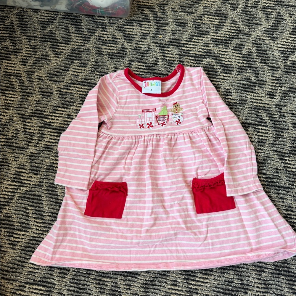 Pink Striped Kids Casual Dress